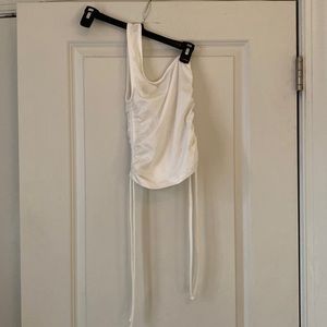 F21 One Shoulder White Crop Top